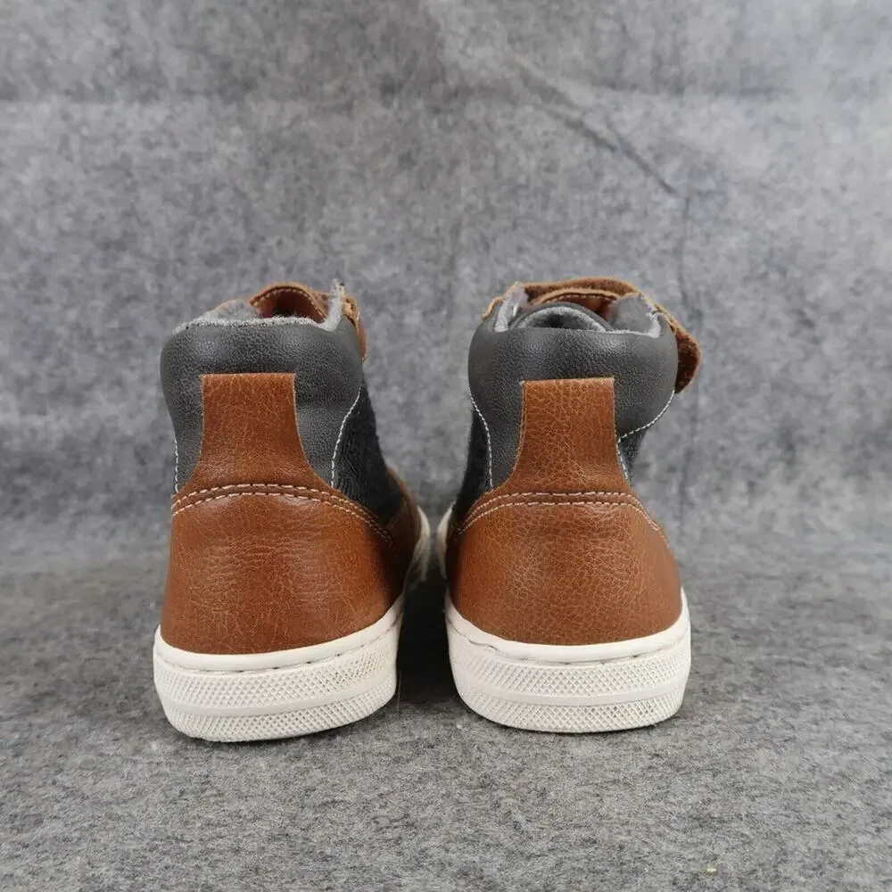 Gymboree Shoes Kids 13 Sneakers Boots High Top Casual Brown Grey Boys Easy On